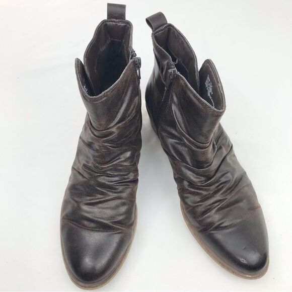 BareTraps PENNIE Brown Ruched Textile Zip Side Heeled Ankle Boots - Picture 1 of 14